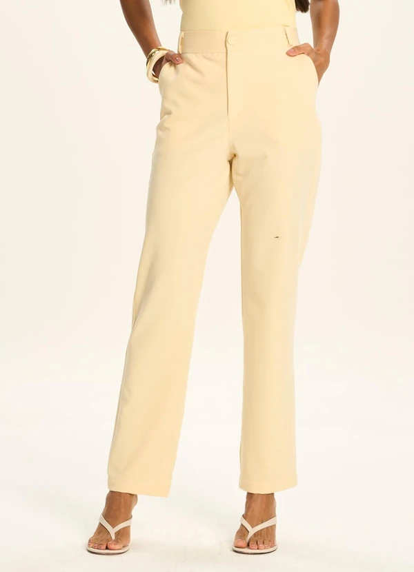 Doce Trama - Calça Pantalona de Alfaiataria Amarelo