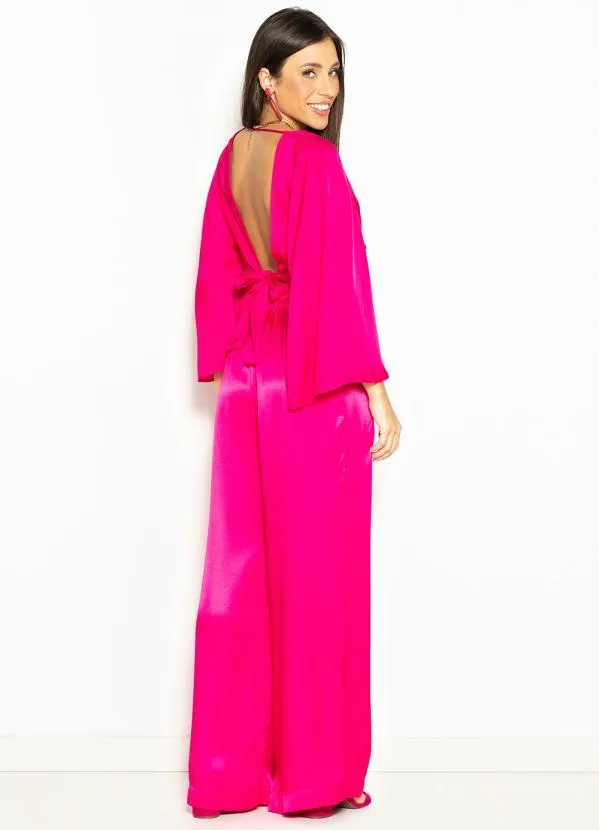 Colcci - Calça Pantalona de Cetim Rosa 4