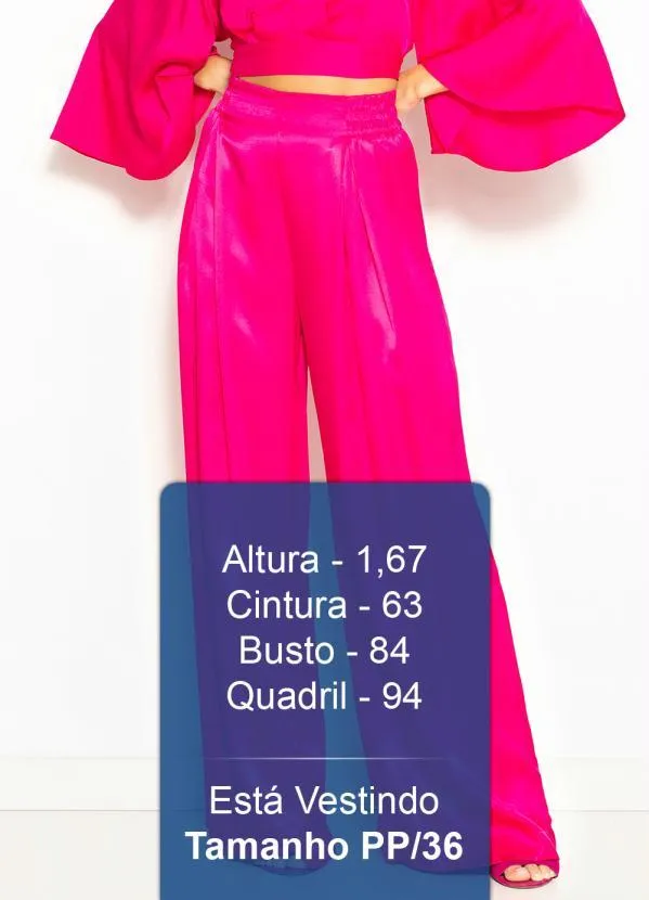 Colcci - Calça Pantalona de Cetim Rosa 5