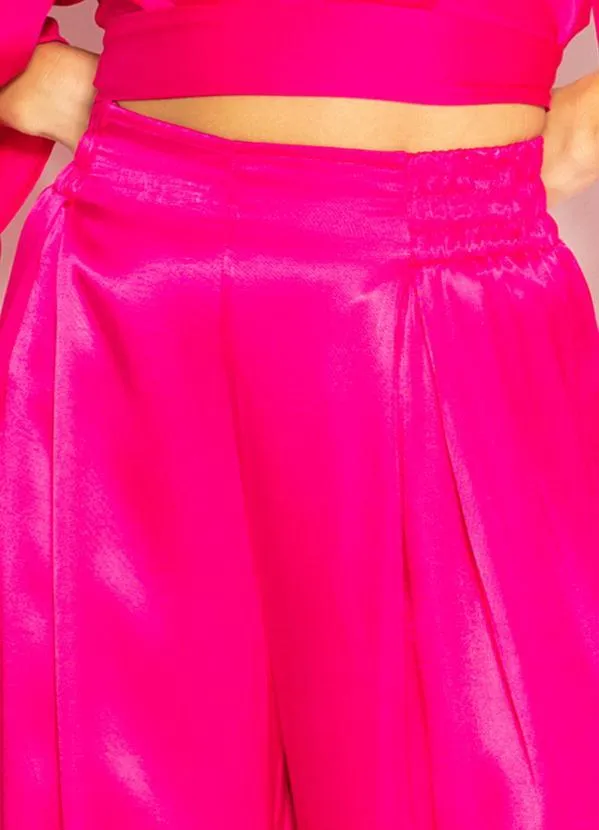 Colcci - Calça Pantalona de Cetim Rosa 6