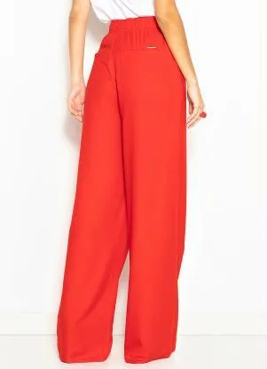 Colcci - Calça Pantalona de Crepe Vermelho - COLCCI