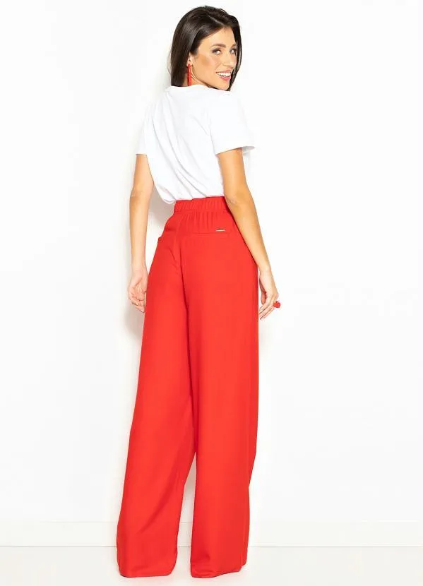 Colcci - Calça Pantalona de Crepe Vermelho 4