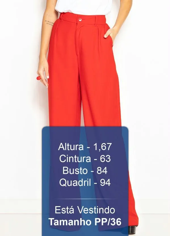 Colcci - Calça Pantalona de Crepe Vermelho 5