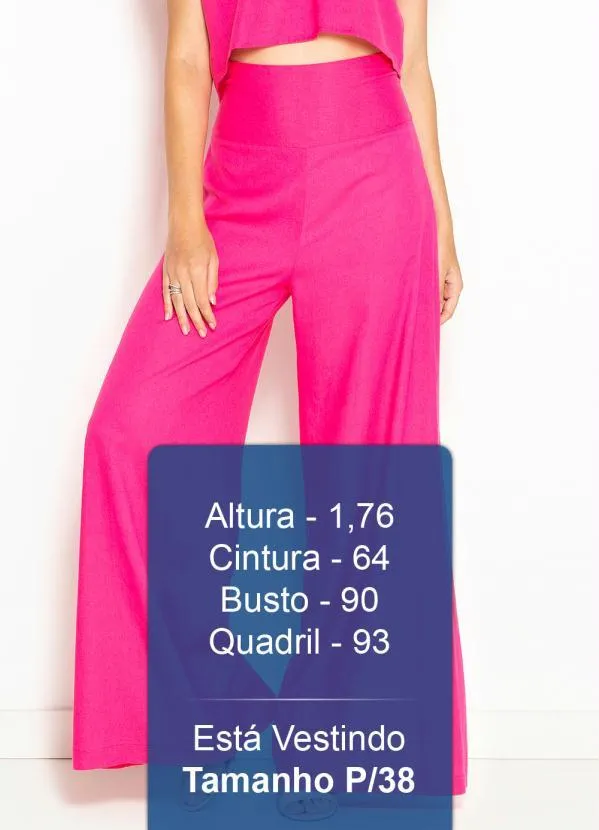 Maria Filó - Calça Pantalona de Linho Cós Largo Rosa 5