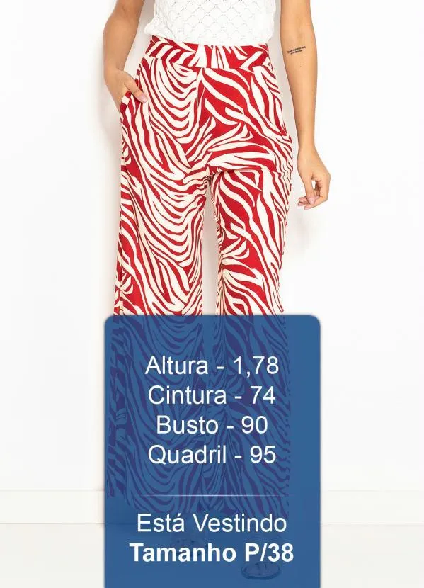 Maria Filó - Calça Pantalona de Linho Estampa Labirinto Vermelho 5