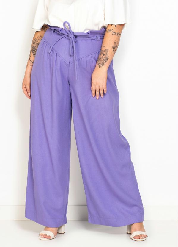 Maria Filó - Calça Pantalona de Linho Lilás