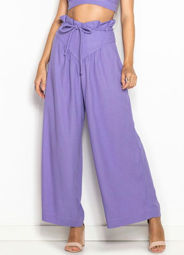 Maria Filó - Calça Pantalona de Linho Lilás 2