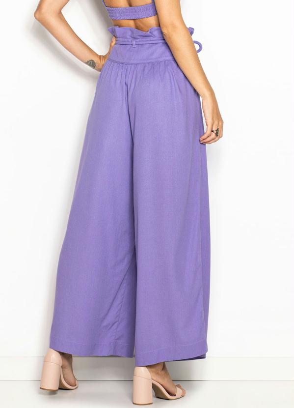 Maria Filó - Calça Pantalona de Linho Lilás 4