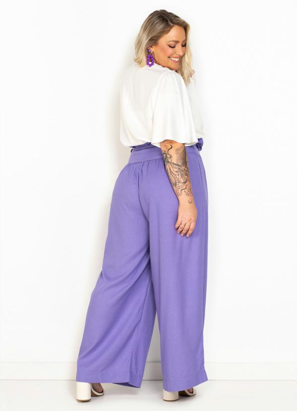 Maria Filó - Calça Pantalona de Linho Lilás 9