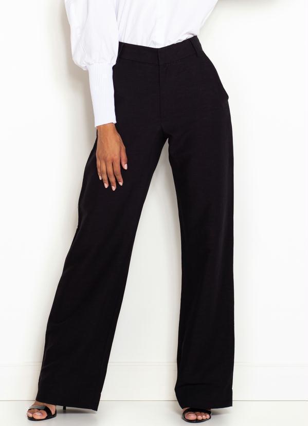 Forum - Calça Pantalona de Linho Preta