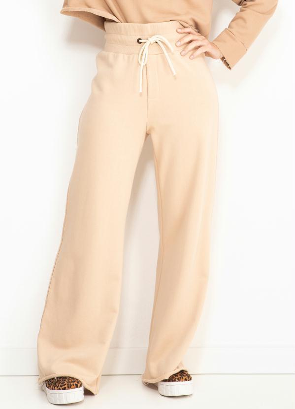 Forum - Calça Pantalona de Moletom Bege