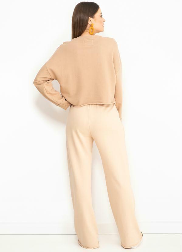 Forum - Calça Pantalona de Moletom Bege 4