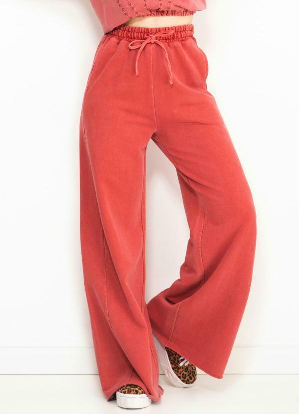 Maria Filó - Calça Pantalona de Moletom Rosa