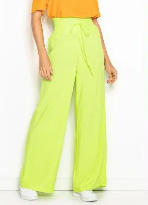 Forum - Calça Pantalona de Viscose Amarela Neon - FORUM