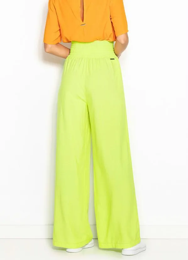Forum - Calça Pantalona de Viscose Amarela Neon 2