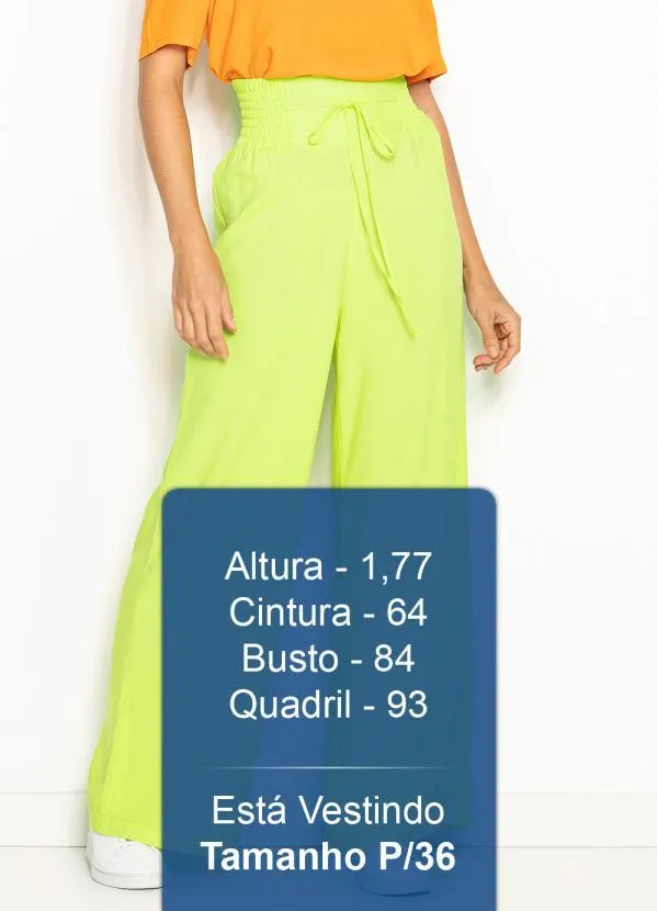 Forum - Calça Pantalona de Viscose Amarela Neon 5