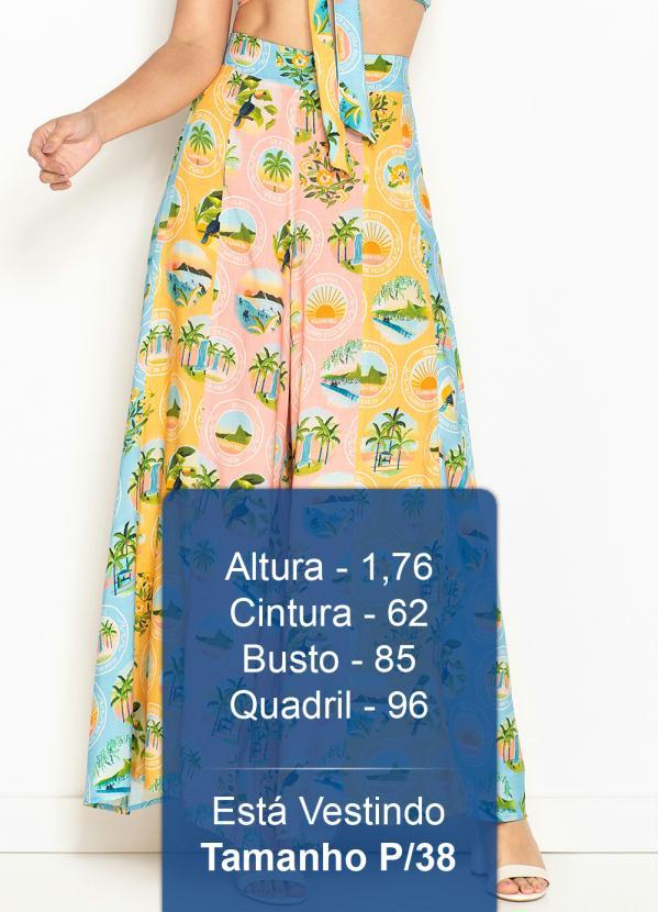 Farm - Calça Pantalona de Viscose Patch Colorido Estampado 5