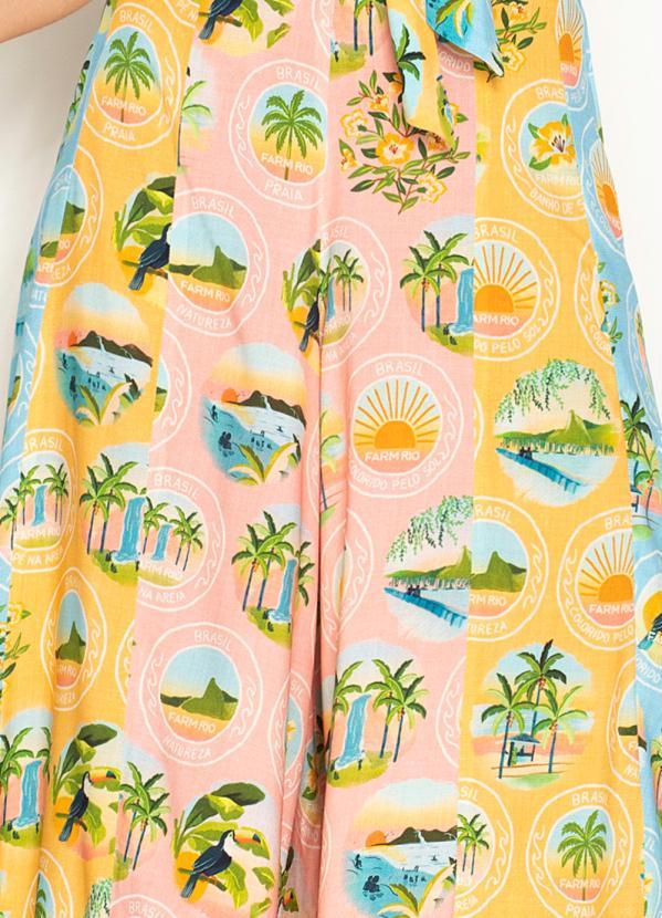 Farm - Calça Pantalona de Viscose Patch Colorido Estampado 6