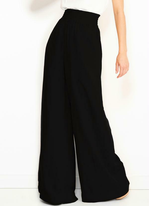 Colcci - Calça Pantalona de Viscose Preta