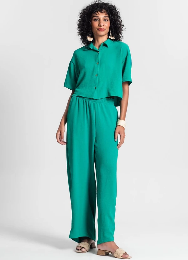 Rovitex - Calça Pantalona em Air Flow Verde 3