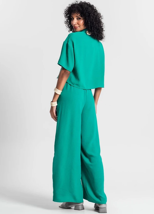 Rovitex - Calça Pantalona em Air Flow Verde 4