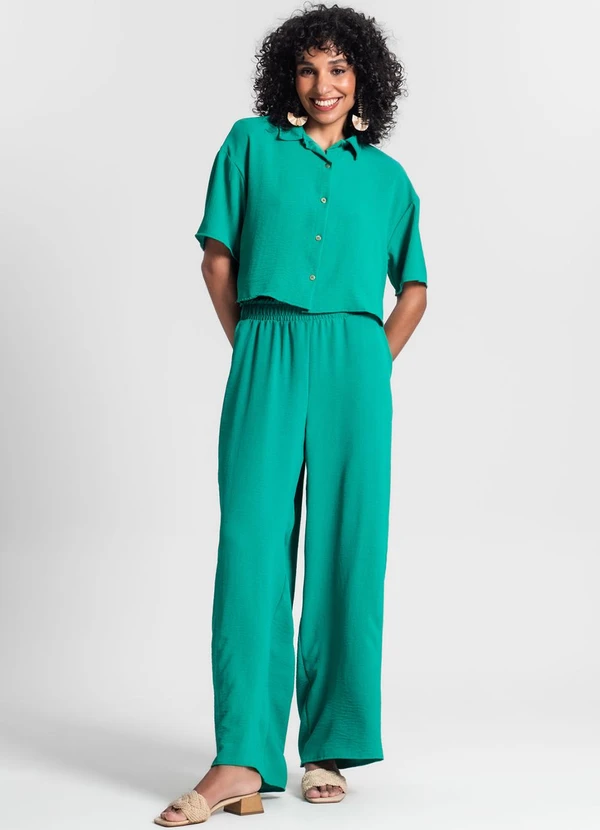 Rovitex - Calça Pantalona em Air Flow Verde 5