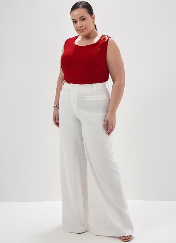 Principessa - Calça Pantalona em Alfaiataria Off White Miriam 12