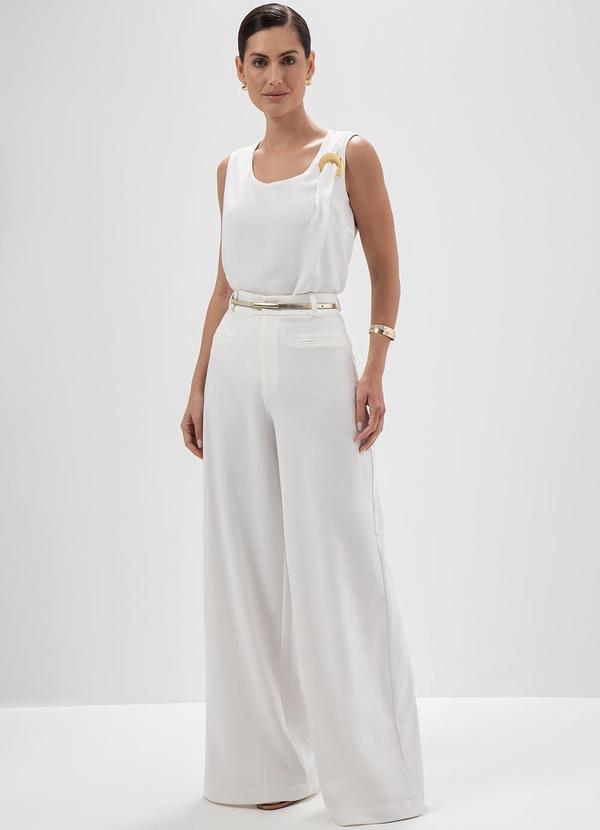 Principessa - Calça Pantalona em Alfaiataria Off White Miriam 3