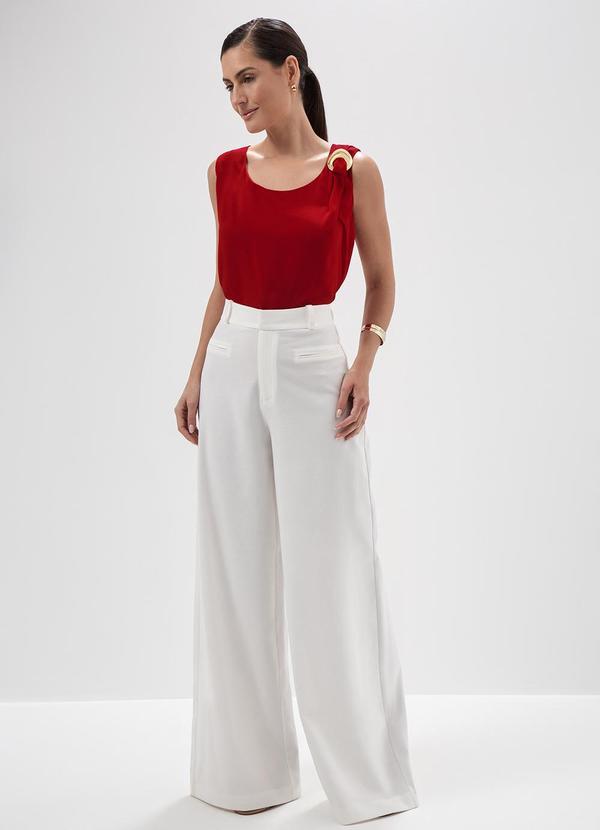 Principessa - Calça Pantalona em Alfaiataria Off White Miriam 6