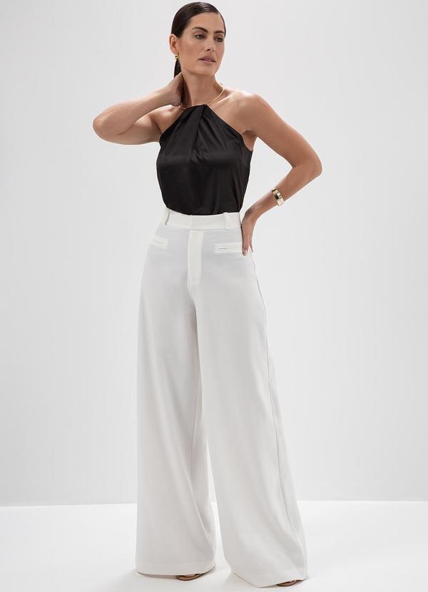 Principessa - Calça Pantalona em Alfaiataria Off White Miriam 7