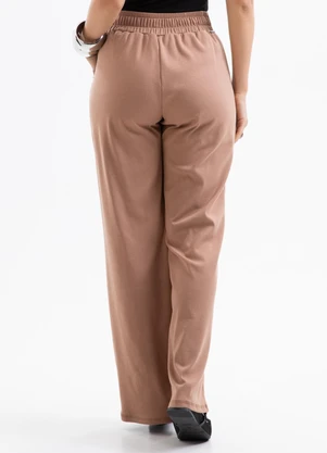Cativa - Calça Pantalona em Algodão Marrom - CATIVA