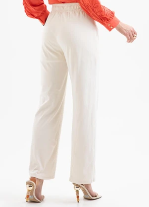Cativa - Calça Pantalona em Algodão Off-White - CATIVA