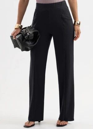 Cativa - Calça Pantalona em Algodão Preto - CATIVA