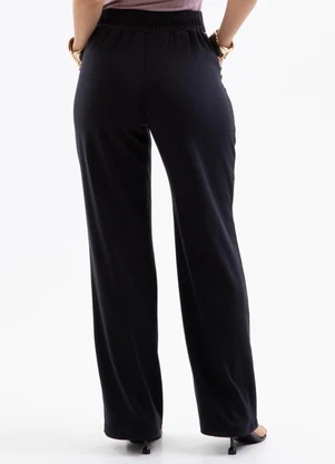 Cativa - Calça Pantalona em Algodão Preto - CATIVA