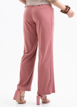 Cativa - Calça Pantalona em Algodão Rosa - CATIVA