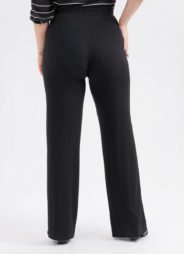 Habana - Calça Pantalona em Canelado Preto 3