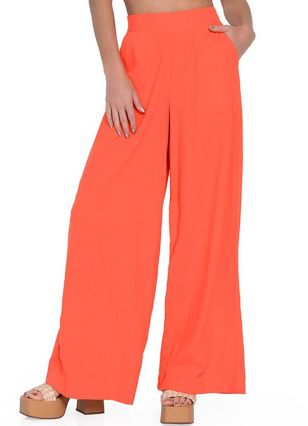 Rovitex - Calça Pantalona em Linho Laranja
