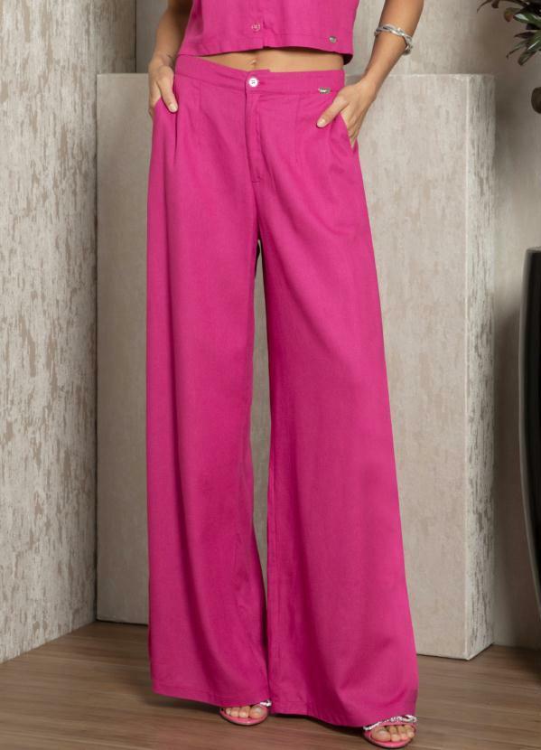 Cala Pantalona em Linho (Pink) com Bolsos