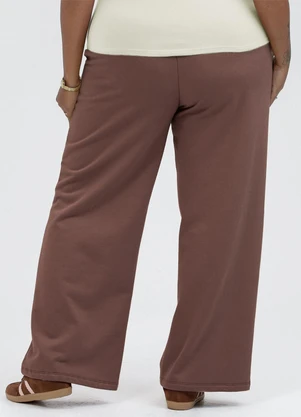 Habana - Calça Pantalona em Moletom Marrom Escuro - HABANA