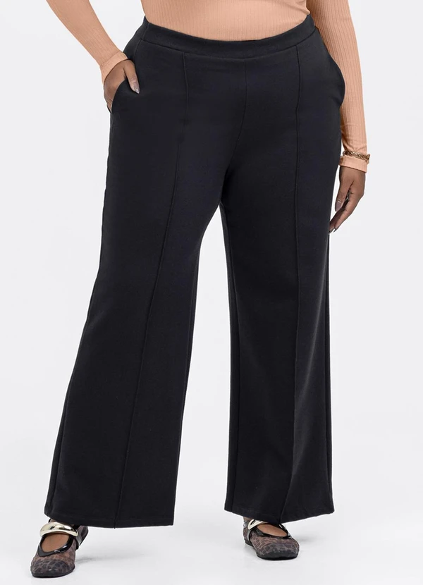 Habana - Calça Pantalona em Moletom Preto