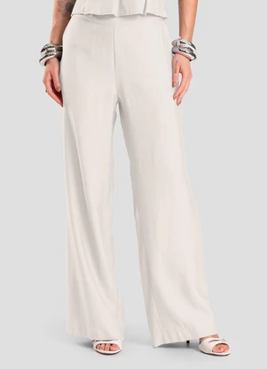 Dianna - Calça Pantalona em Tecido Alfaiataria Bege - DIANNA