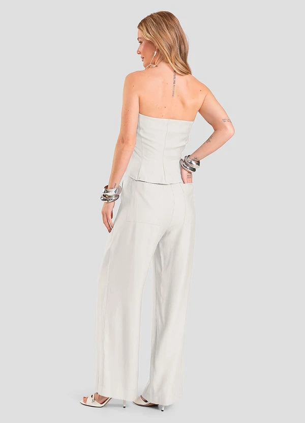 Dianna - Calça Pantalona em Tecido Alfaiataria Bege 2