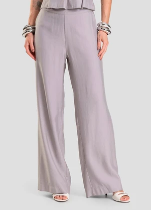 Dianna - Calça Pantalona em Tecido Alfaiataria Cinza - DIANNA