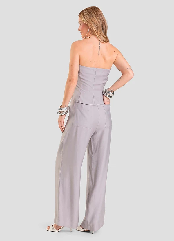 Dianna - Calça Pantalona em Tecido Alfaiataria Cinza 2