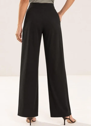 Gris - Calça Pantalona em Tecido Fluido Preto - GRIS