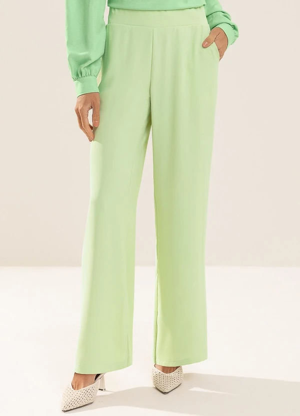 Gris - Calça Pantalona em Tecido Fluido Verde