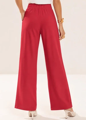 Gris - Calça Pantalona em Tecido Fluido Vermelho - GRIS