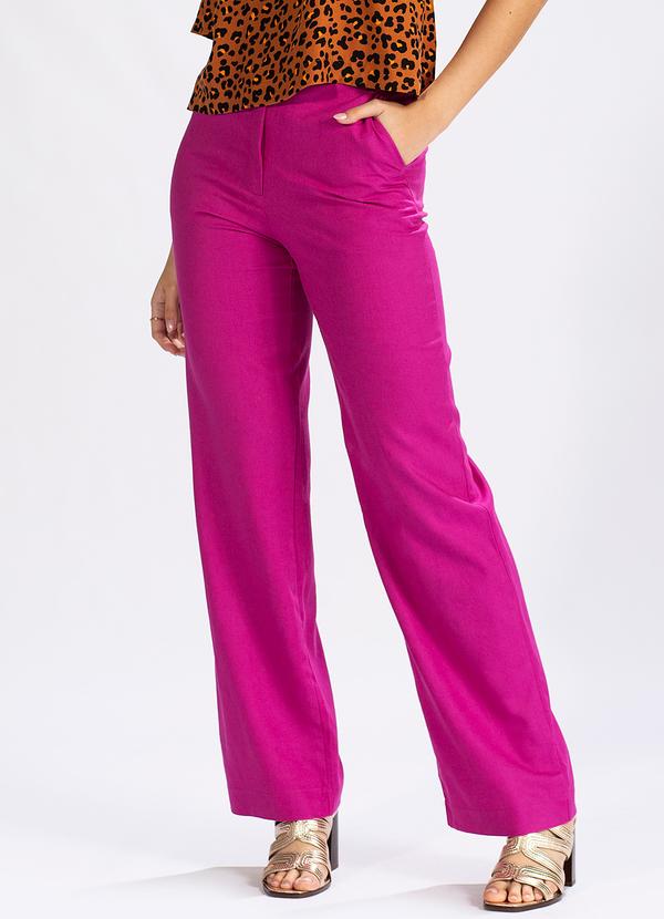 Hering - Calça Pantalona em Tecido Plano Rosa