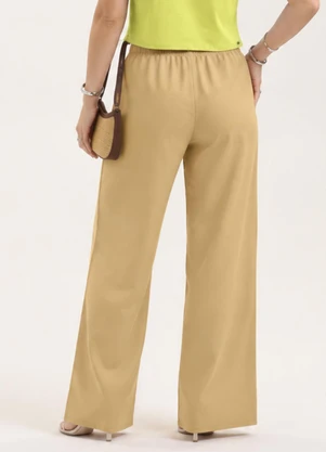 Cativa - Calça Pantalona em Tricoline Marrom - CATIVA