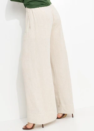 You Premium - Calça Pantalona em ViscolinhoBege - YOU PREMIUM